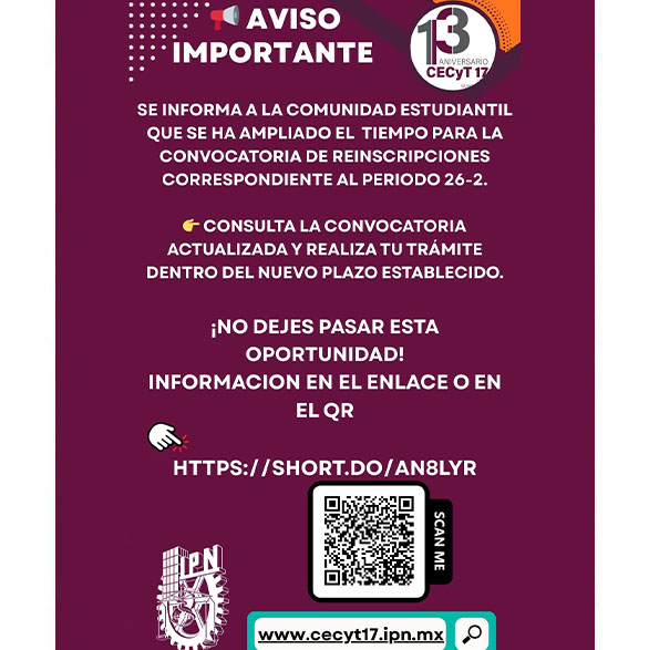 Convocatoria de Reinscripción 2026 2